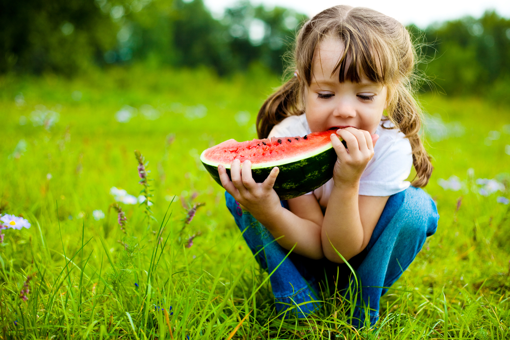 girl eating watermelon